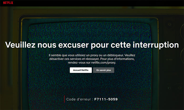 Message erreur Netflix