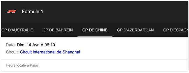 Grand Prix Chine Formule 1 (F1)