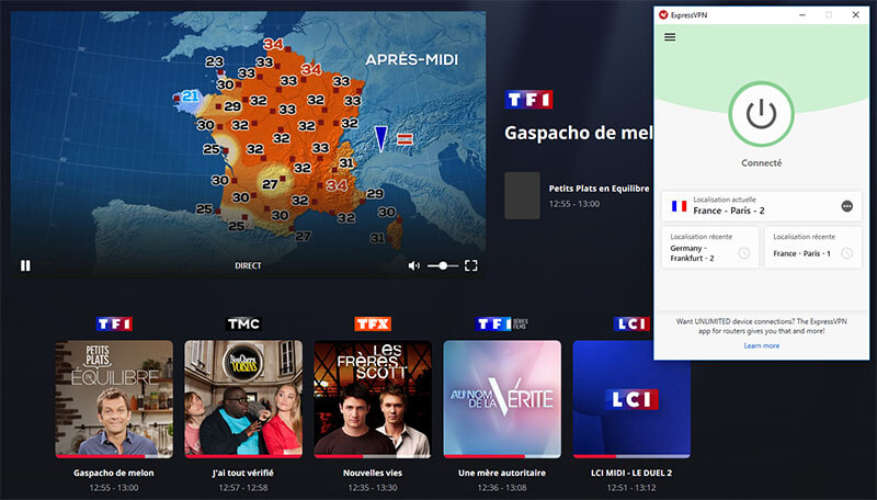 TF1 à l'étranger avec VPN