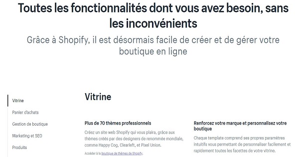 Shopify-fonctionnalités