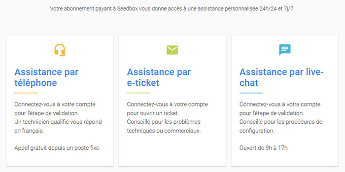 Support client Avis Seedboxfr