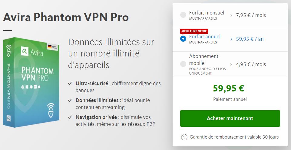 tarifs avira phantom vpn