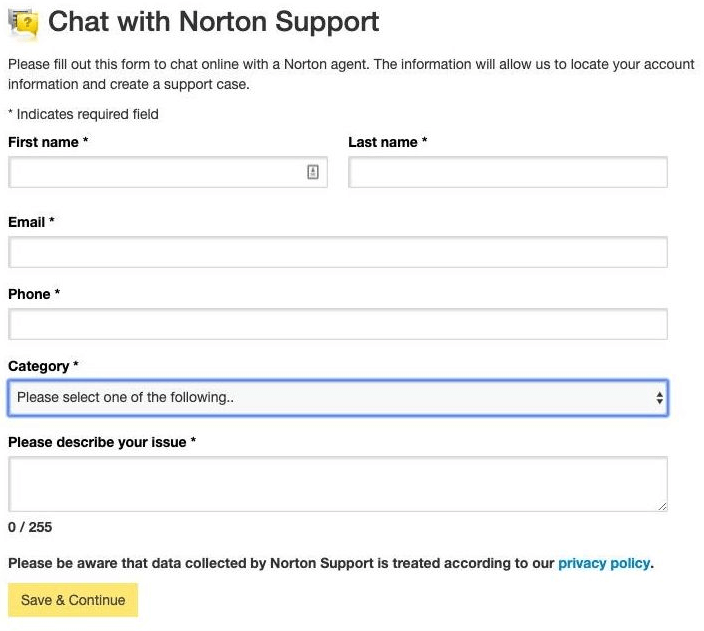 Support client Norton Secure VPN