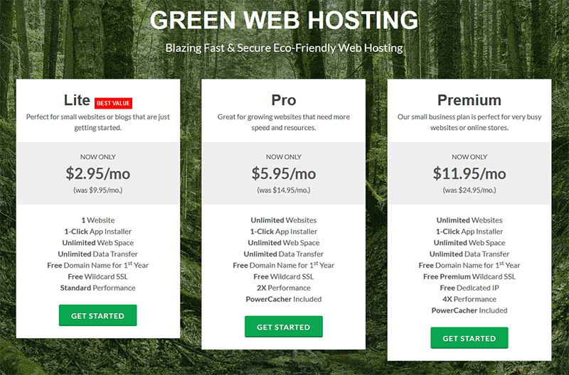 Tarifs GreenGeeks