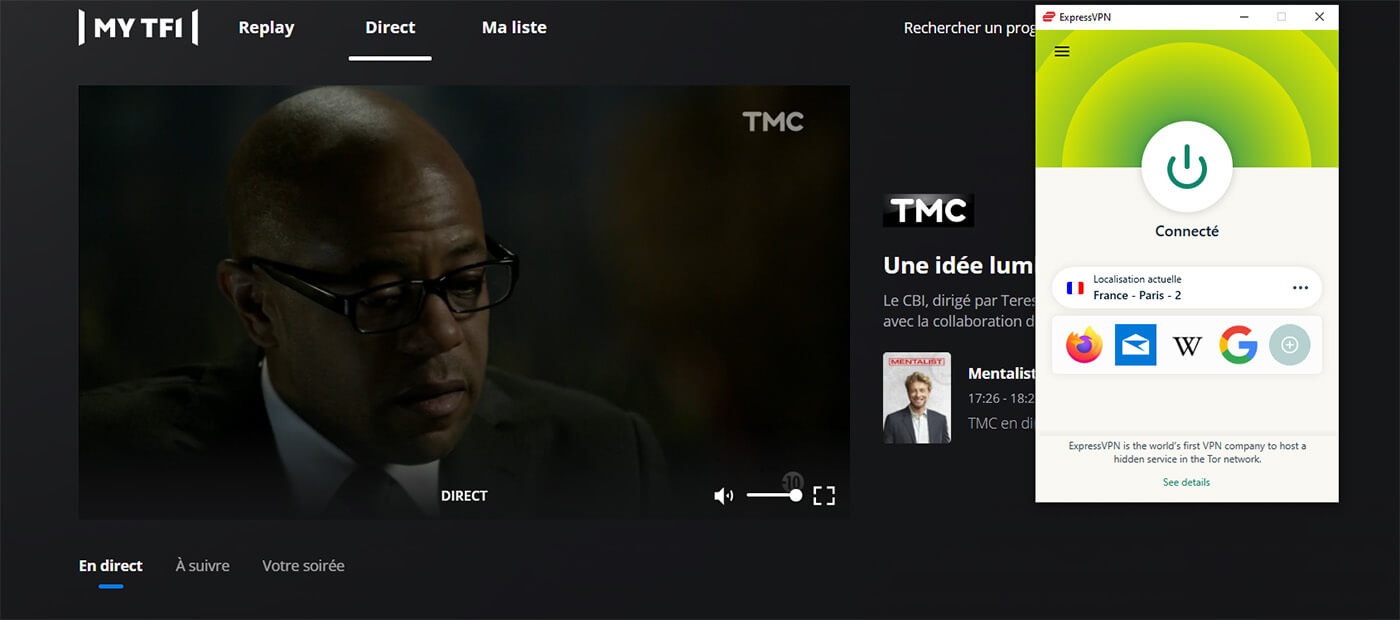 Regarder TMC Direct étranger ExpressVPN