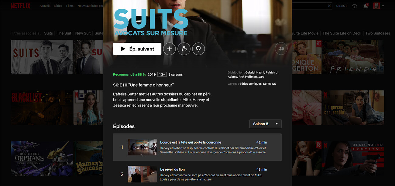 Suits 8 Saisons Netflix France