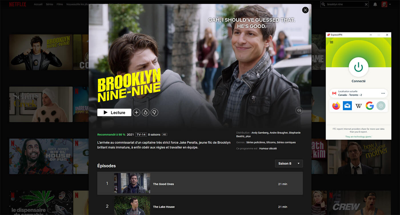 Accès saison 8 Brooklyn Nine-Nine Netflix