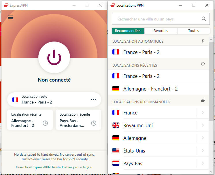 Connexion Serveur VPN France Chaîne L'Equipe