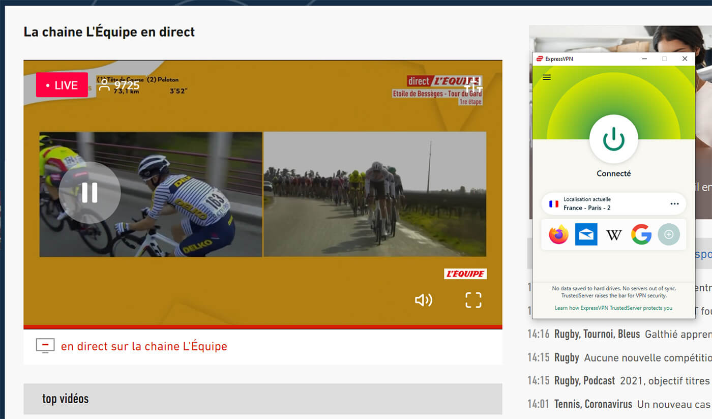 Regarder L'Equipe Direct étranger