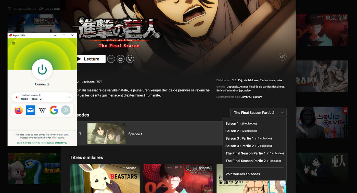 Attaque des Titans saison 3 et 4 Netflix