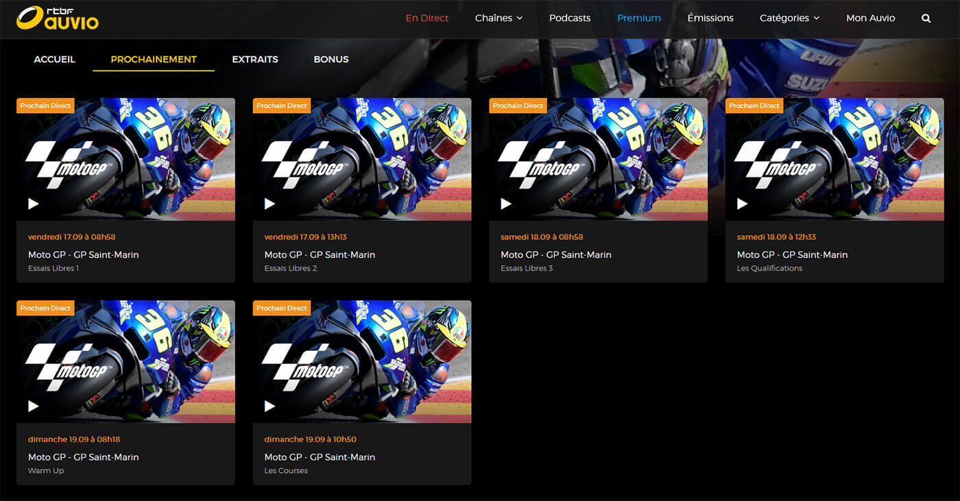 Programme TV MotoGP GP Saint-Marin