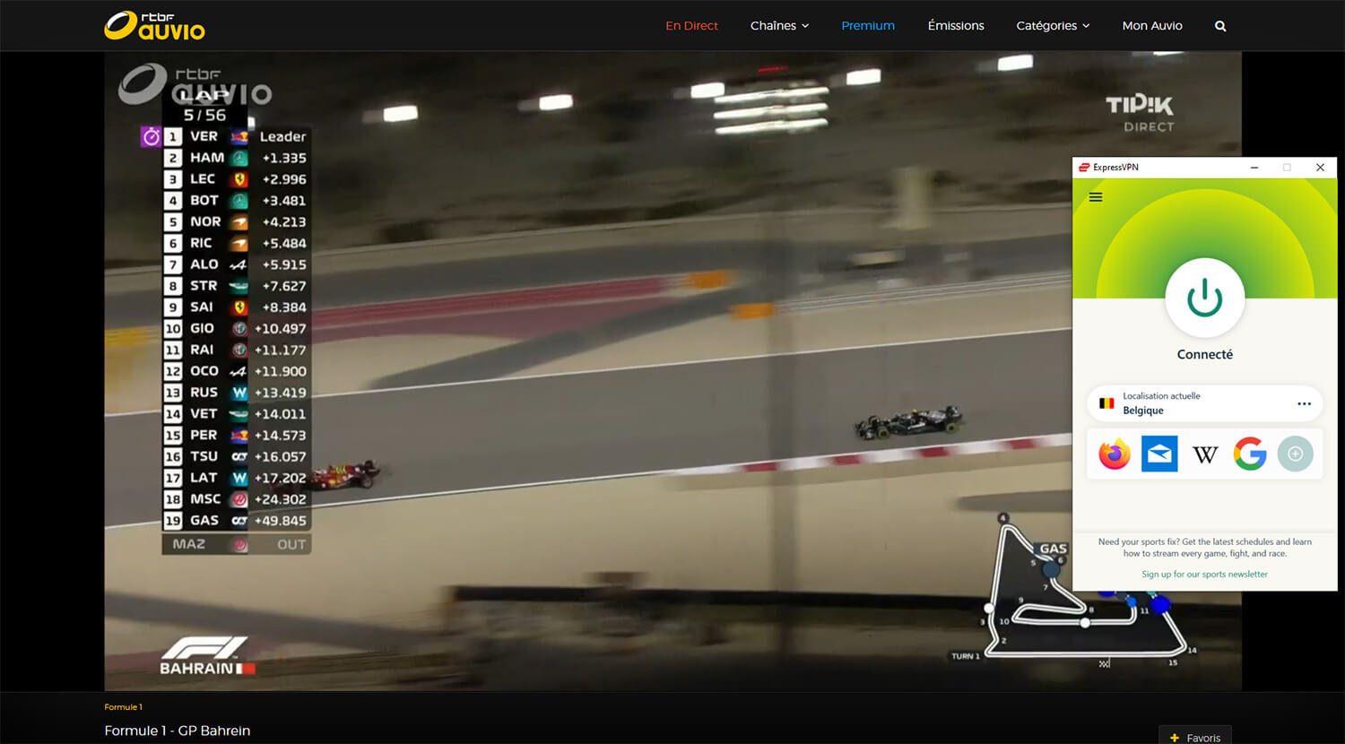 Streaming Direct Formule 1 RTBF Chaine gratuite