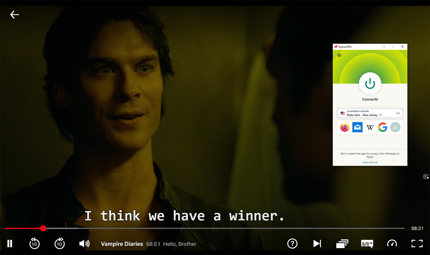 Visionnage Vampire Diaries Netflix USA