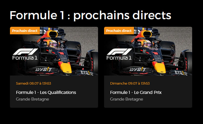 Programme TV RTBF GP F1 Grande Bretagne