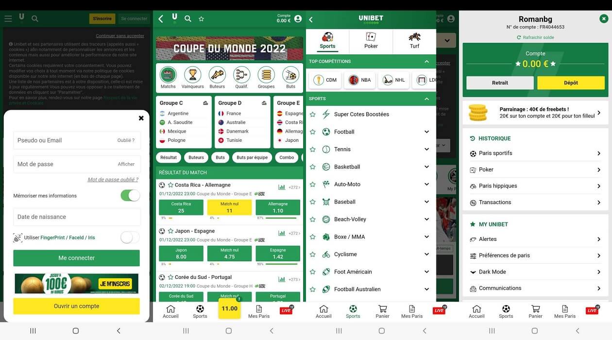 interface mobile unibet